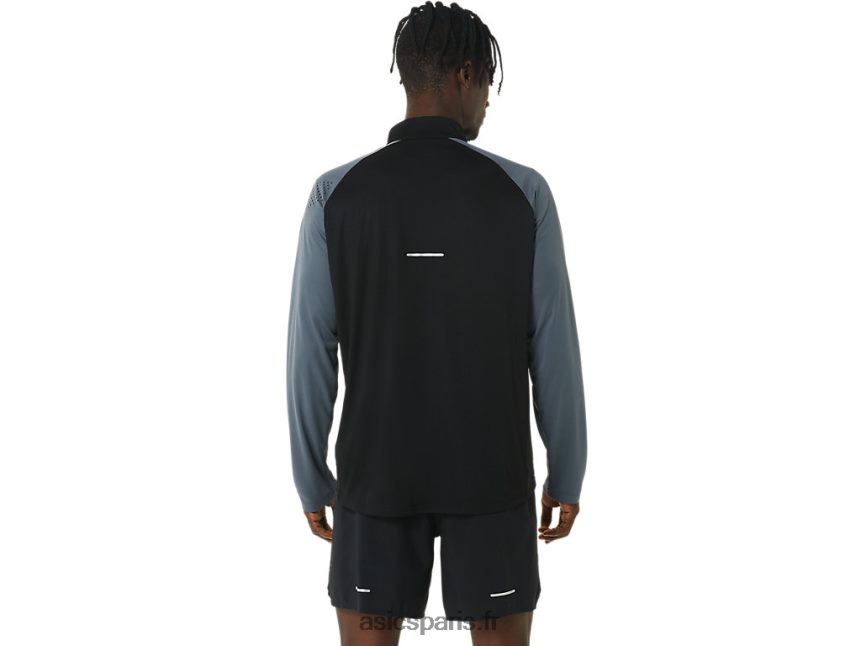 Hommes Asics icone manche longue 1/2 zip BXL8B2463 performance noir/porteur gris