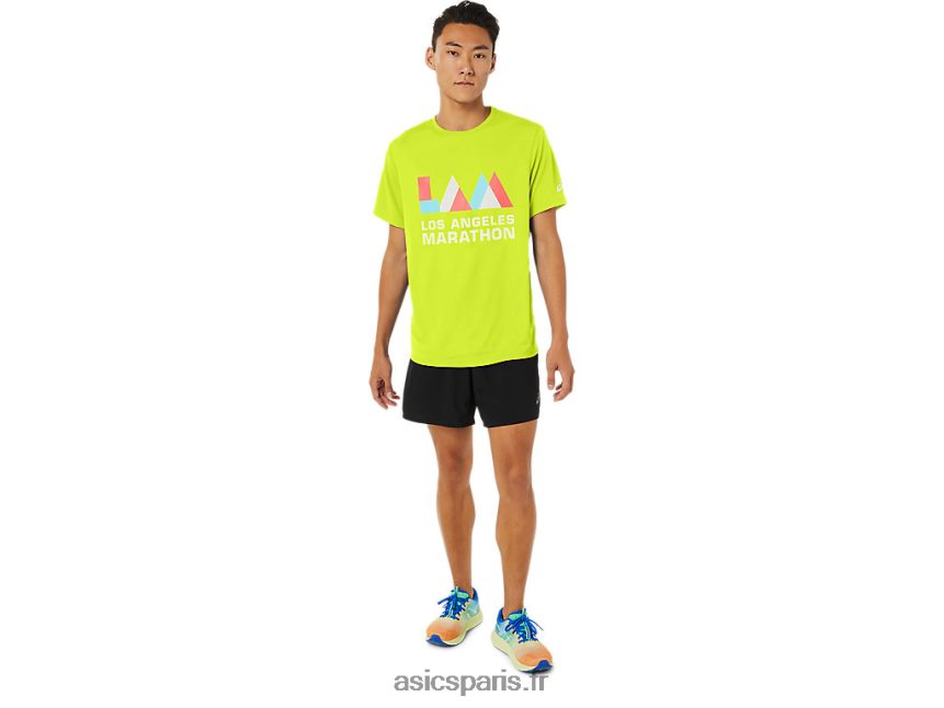 Hommes Asics la marathon manches courtes BXL8B21625 jaune de sécurité