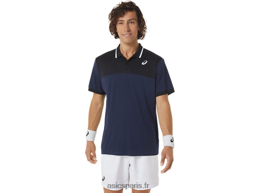 Hommes Asics polo court BXL8B2471 minuit/noir performance