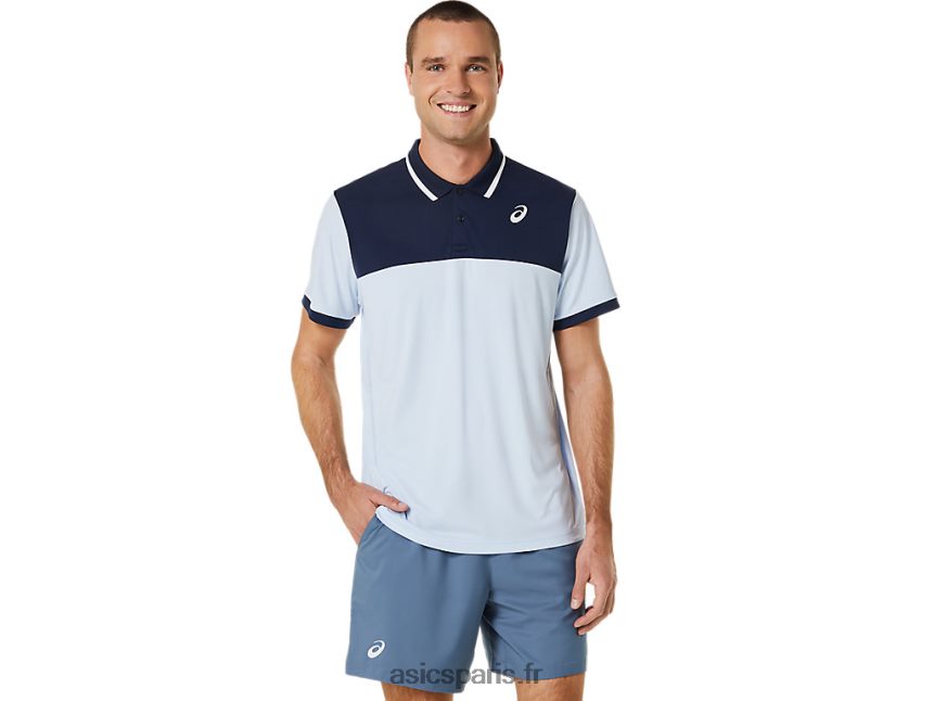 Hommes Asics polo court BXL8B2472 ciel doux/minuit