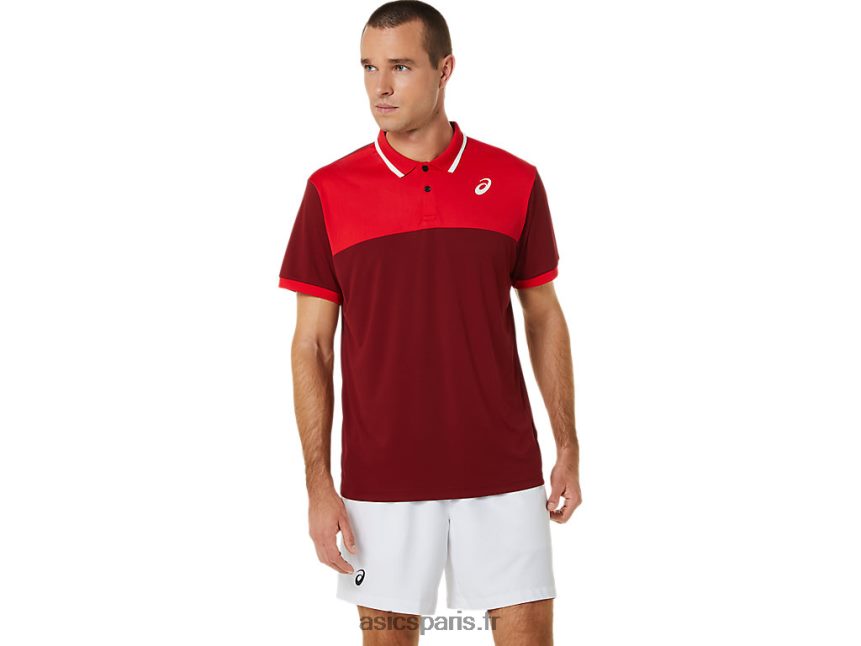Hommes Asics polo court BXL8B2547 jus de betterave/rouge classique