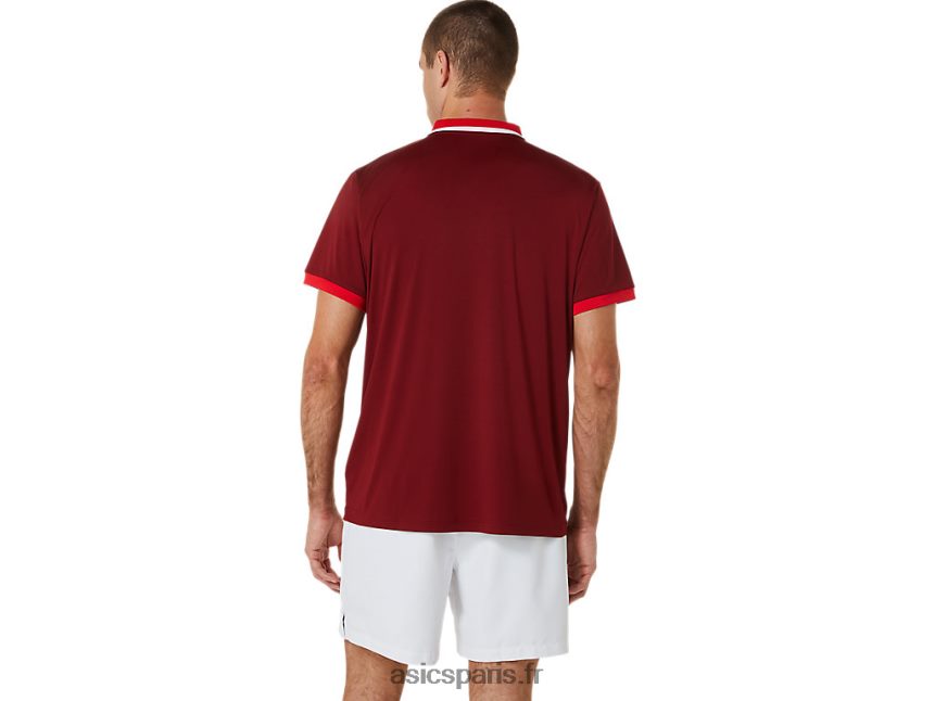 Hommes Asics polo court BXL8B2547 jus de betterave/rouge classique
