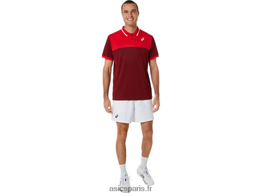 Hommes Asics polo court BXL8B2547 jus de betterave/rouge classique