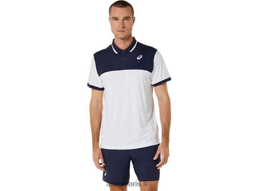 Hommes Asics polo court BXL8B2548 blanc brillant/minuit