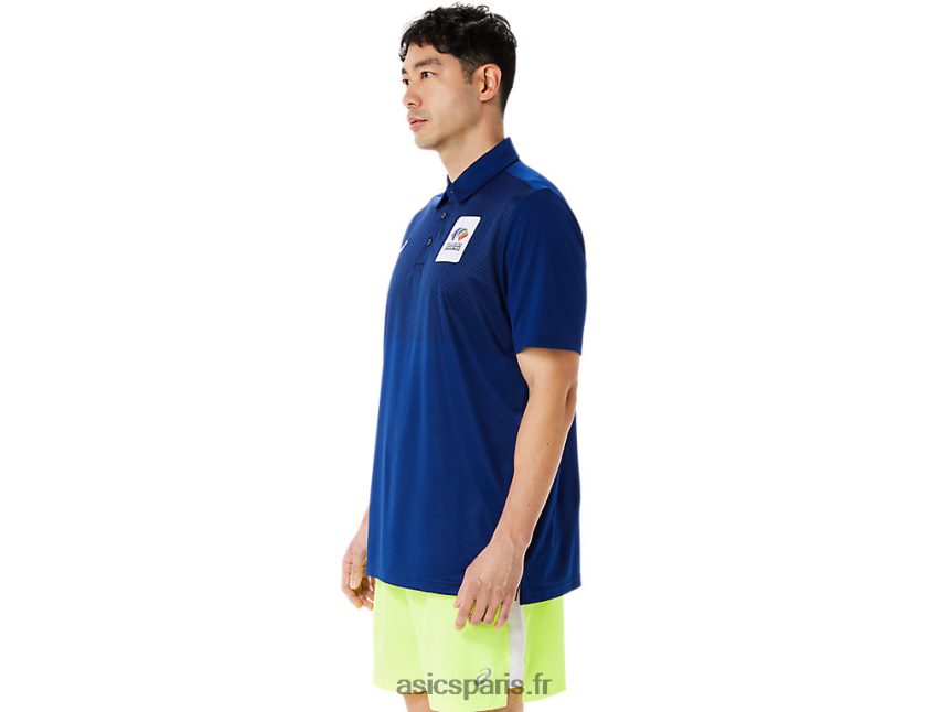 Hommes Asics polo à dégradé hexagonal BXL8B21216 bleu foncé (pantone 281 c)