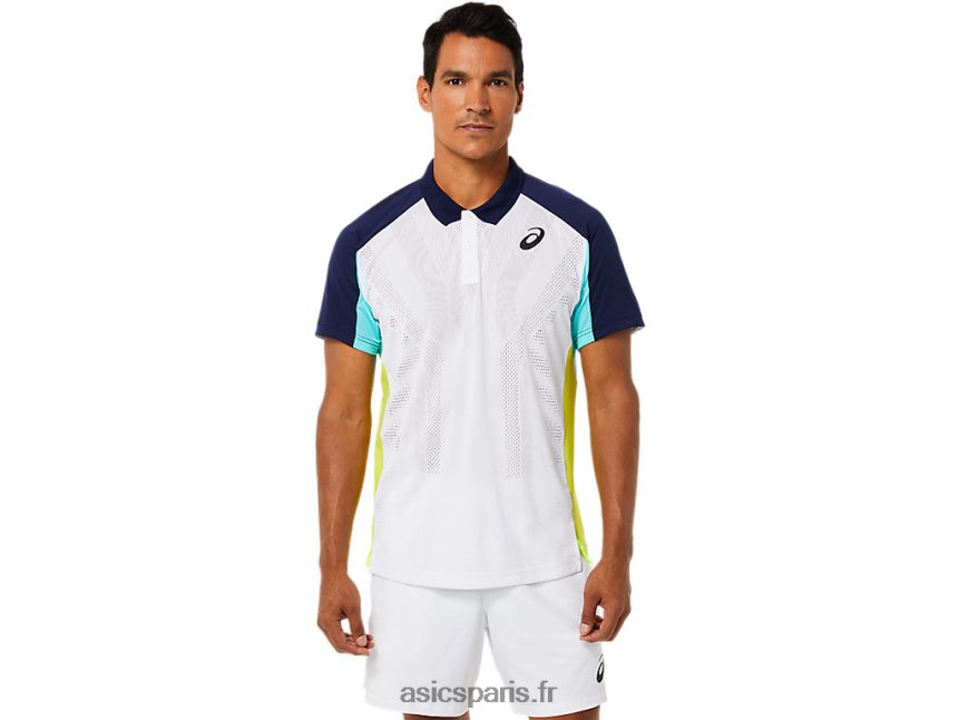 Hommes Asics polo match BXL8B21504 blanc brillant/menthe glacée