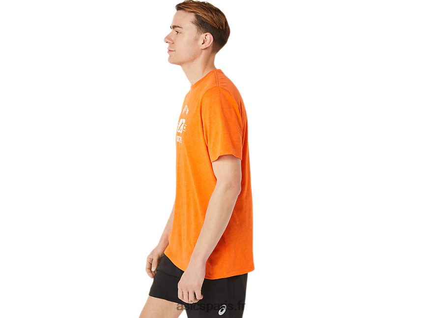 Hommes Asics propriété à manches courtes du t-shirt de sport BXL8B21269 souci orange bruyère