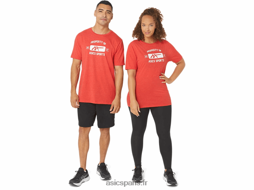 Hommes Asics propriété à manches courtes du t-shirt de sport BXL8B2140 bruyère rouge classique