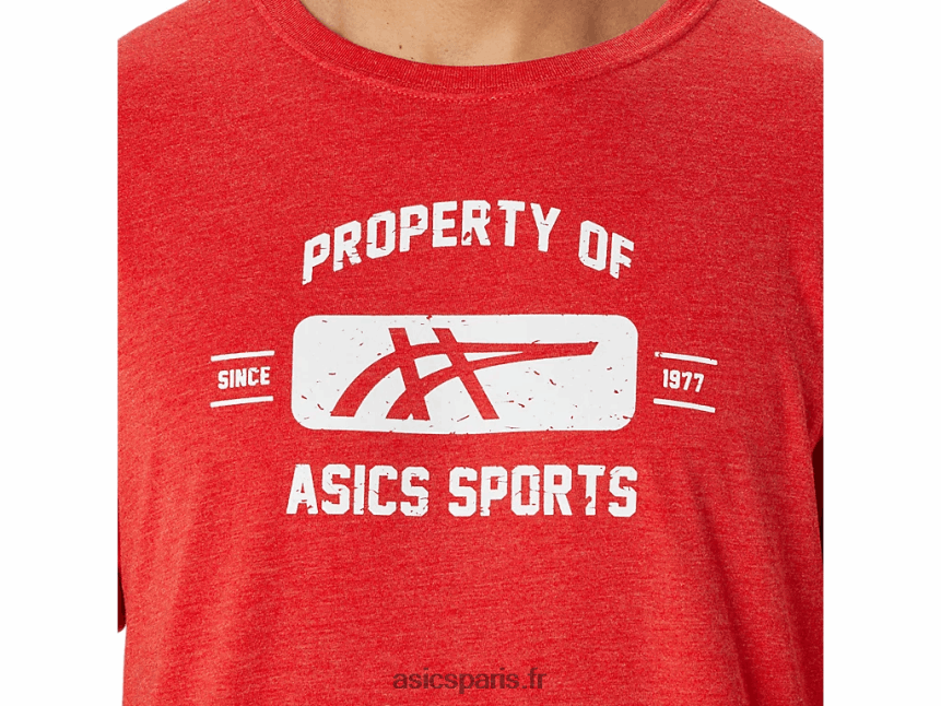 Hommes Asics propriété à manches courtes du t-shirt de sport BXL8B2140 bruyère rouge classique