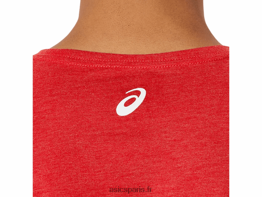 Hommes Asics propriété à manches courtes du t-shirt de sport BXL8B2140 bruyère rouge classique