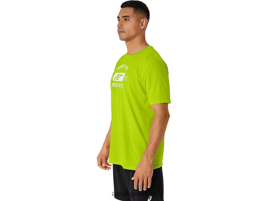 Hommes Asics propriété à manches courtes du t-shirt de sport BXL8B214 le zeste de lime