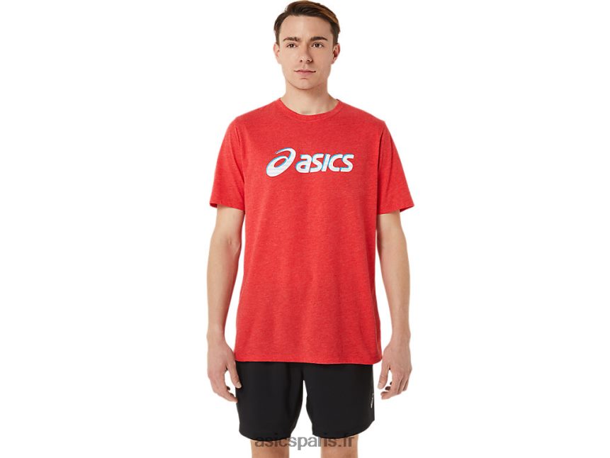 Hommes Asics remarquable quatrième manche courte BXL8B21256 bruyère rouge classique