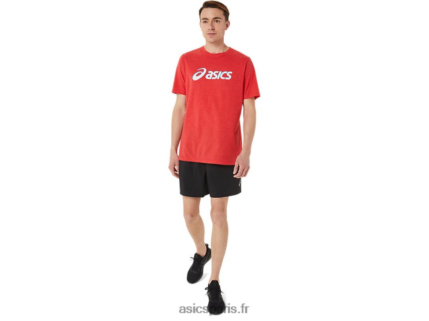 Hommes Asics remarquable quatrième manche courte BXL8B21256 bruyère rouge classique