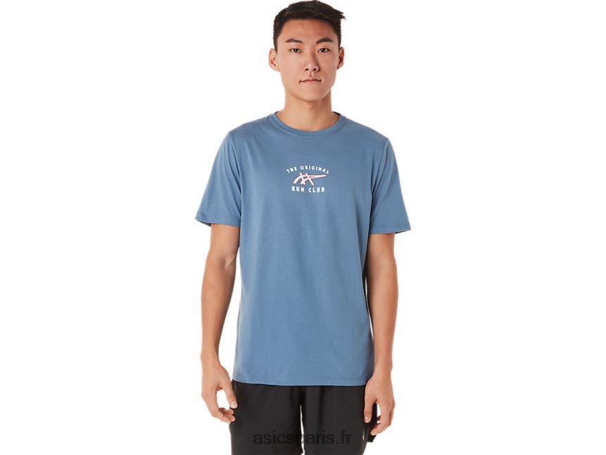 Hommes Asics t-shirt de course à manches courtes BXL8B21700 bleu orage