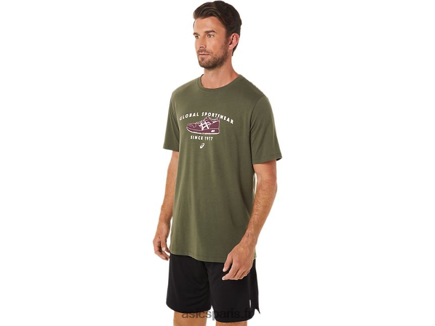 Hommes Asics t-shirt de sport 1977 BXL8B21654 toile olive