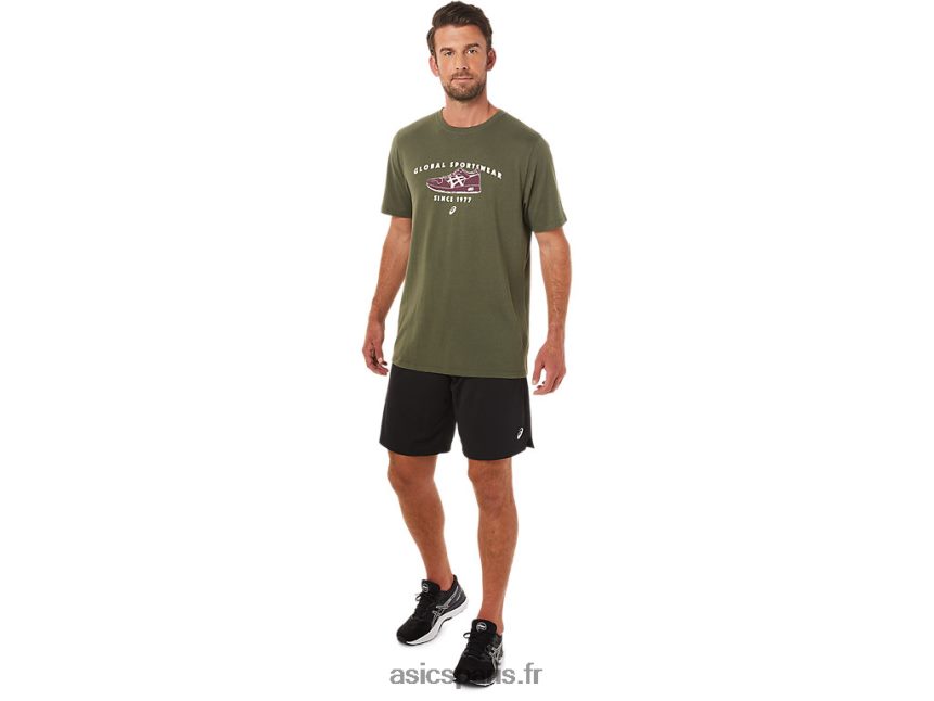 Hommes Asics t-shirt de sport 1977 BXL8B21654 toile olive