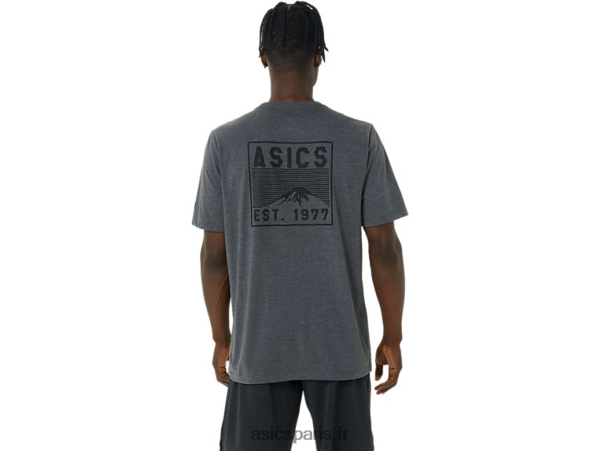 Hommes Asics t-shirt fuji 1977 BXL8B2886 chiné gris foncé