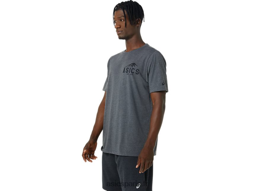 Hommes Asics t-shirt fuji 1977 BXL8B2886 chiné gris foncé