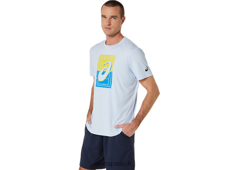 Hommes Asics t-shirt graphique court gs BXL8B2474 ciel doux