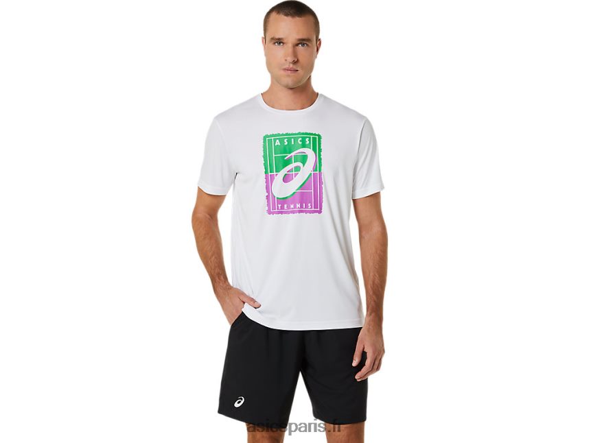 Hommes Asics t-shirt graphique court gs BXL8B2525 blanc brillant