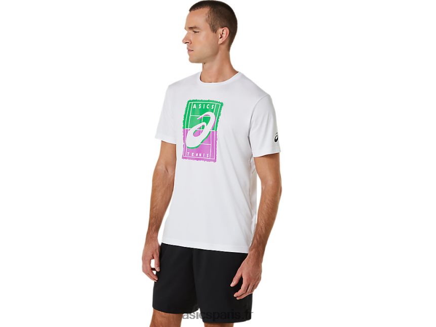Hommes Asics t-shirt graphique court gs BXL8B2525 blanc brillant
