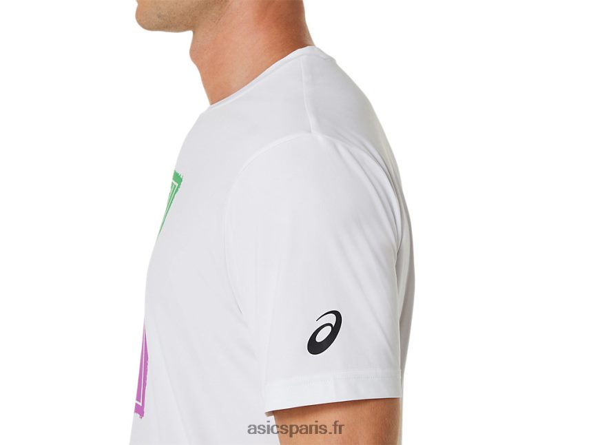 Hommes Asics t-shirt graphique court gs BXL8B2525 blanc brillant