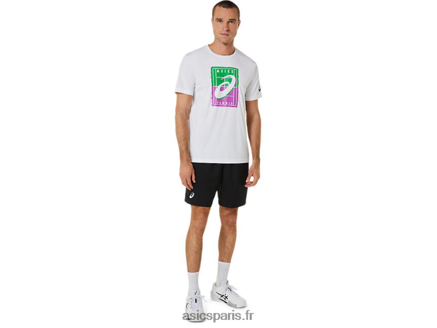 Hommes Asics t-shirt graphique court gs BXL8B2525 blanc brillant