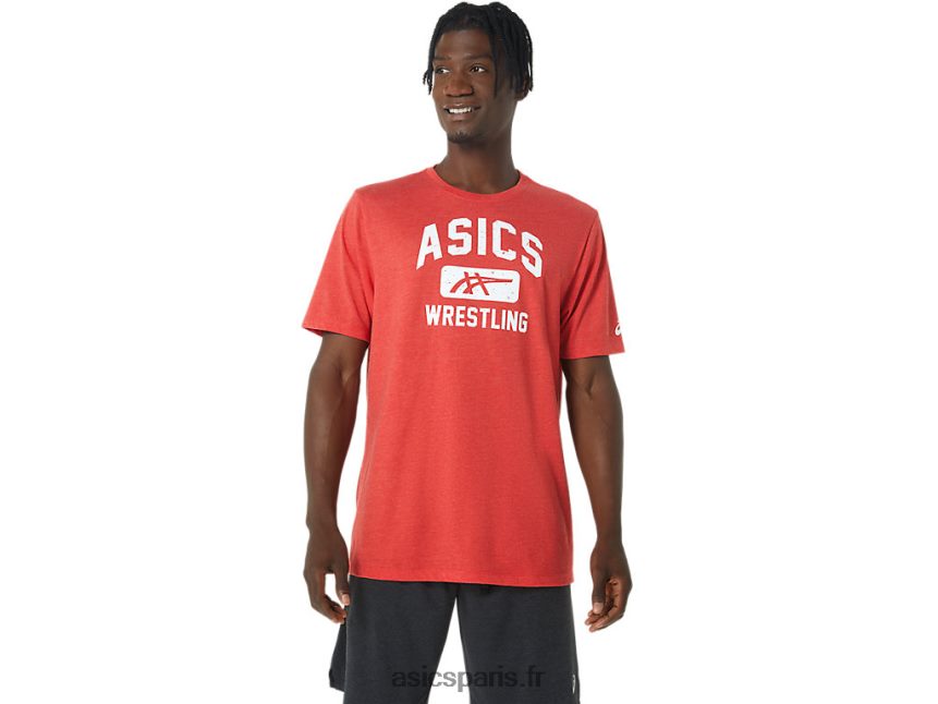 Hommes Asics t-shirt graphique de lutte unisexe BXL8B2848 bruyère rouge classique