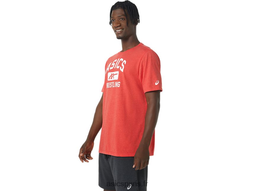 Hommes Asics t-shirt graphique de lutte unisexe BXL8B2848 bruyère rouge classique
