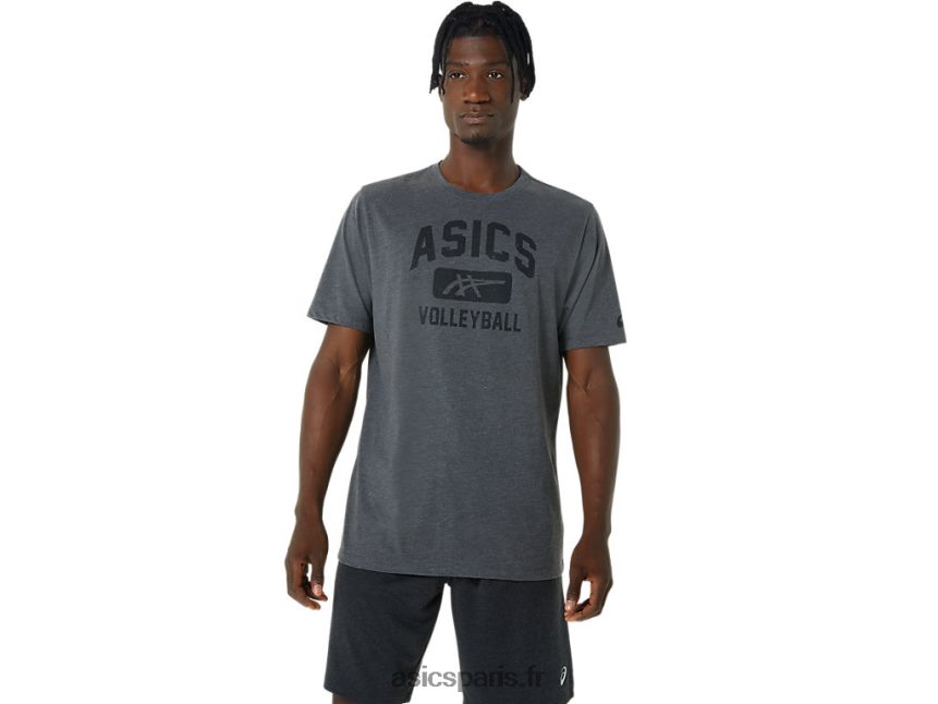 Hommes Asics t-shirt graphique de volley-ball BXL8B2878 chiné gris foncé