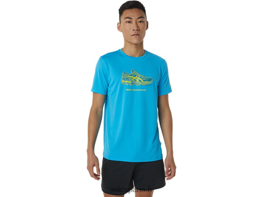 Hommes Asics t-shirt graphique à manches courtes BXL8B21376 aqua numérique