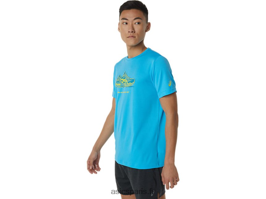 Hommes Asics t-shirt graphique à manches courtes BXL8B21376 aqua numérique