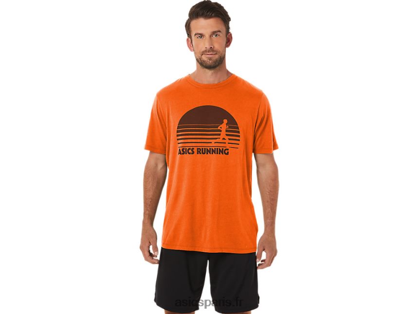 Hommes Asics t-shirt graphique sunrise runner BXL8B21186 souci orange bruyère