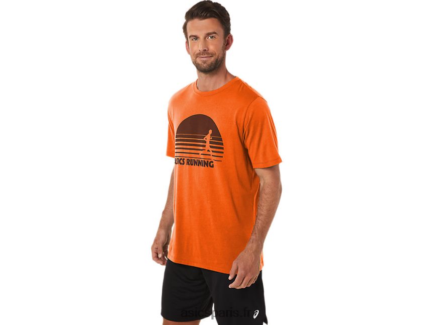 Hommes Asics t-shirt graphique sunrise runner BXL8B21186 souci orange bruyère