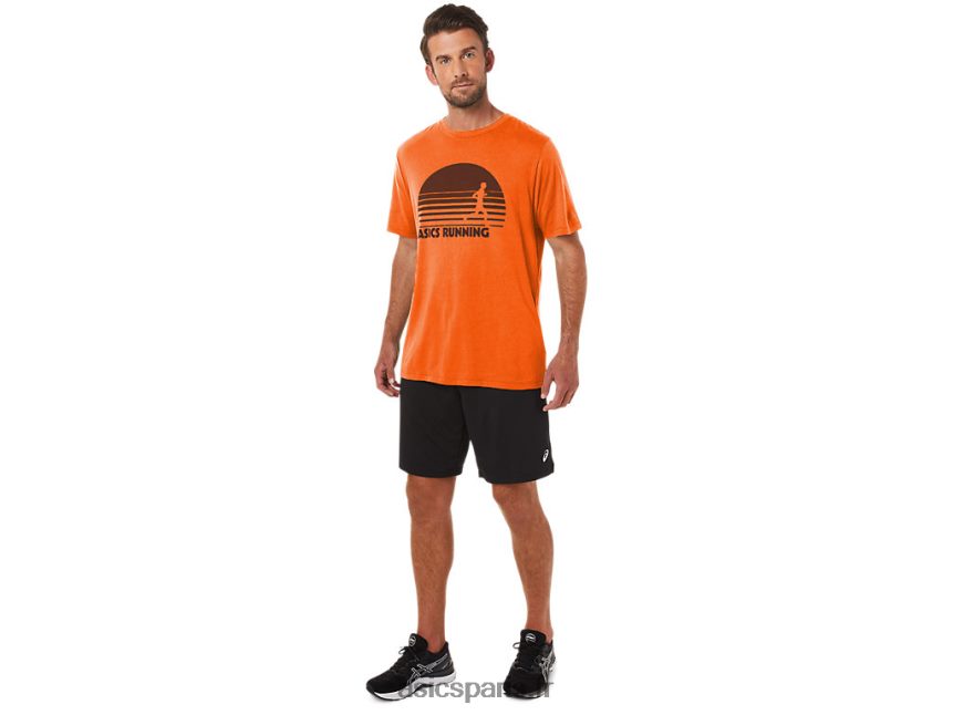 Hommes Asics t-shirt graphique sunrise runner BXL8B21186 souci orange bruyère