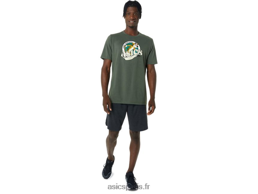 Hommes Asics t-shirt héritage 1977 BXL8B2875 toile olive