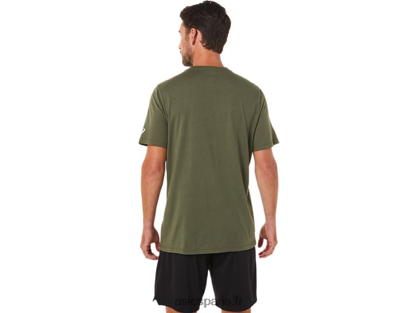 Hommes Asics t-shirt à logo à manches courtes xg BXL8B21655 toile olive