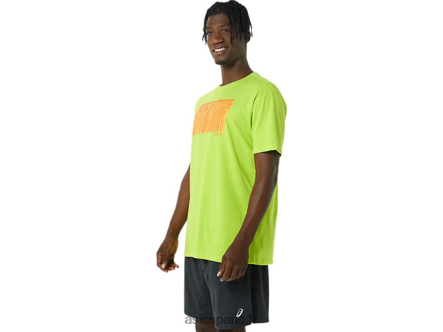 Hommes Asics t-shirt long à logo abstrait BXL8B21033 le zeste de lime