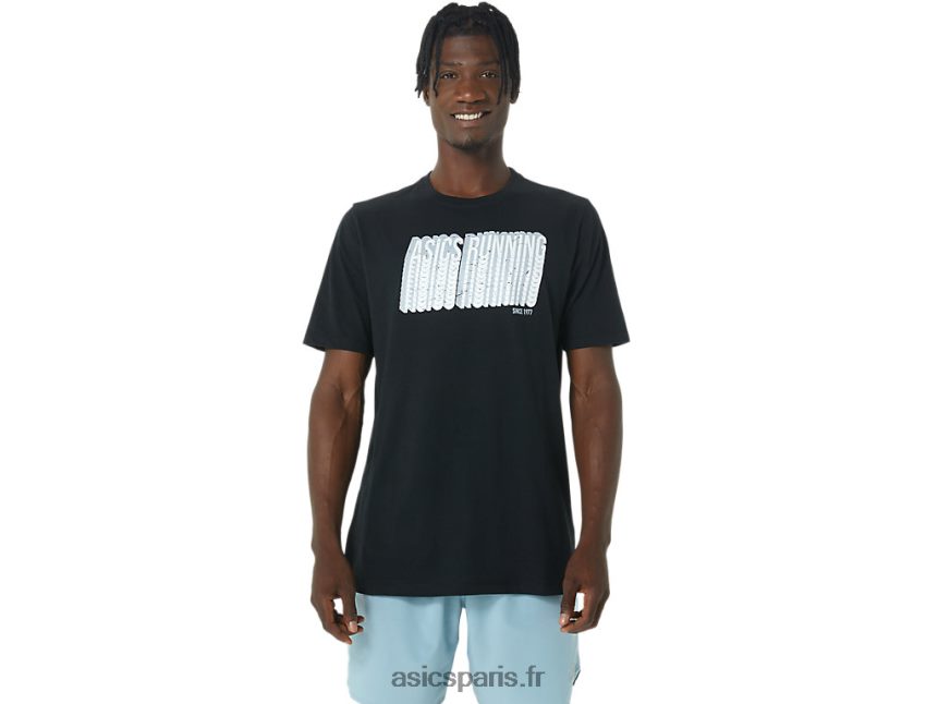 Hommes Asics t-shirt long à logo abstrait BXL8B2795 performance noir