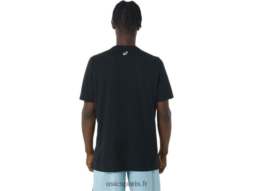 Hommes Asics t-shirt long à logo abstrait BXL8B2795 performance noir