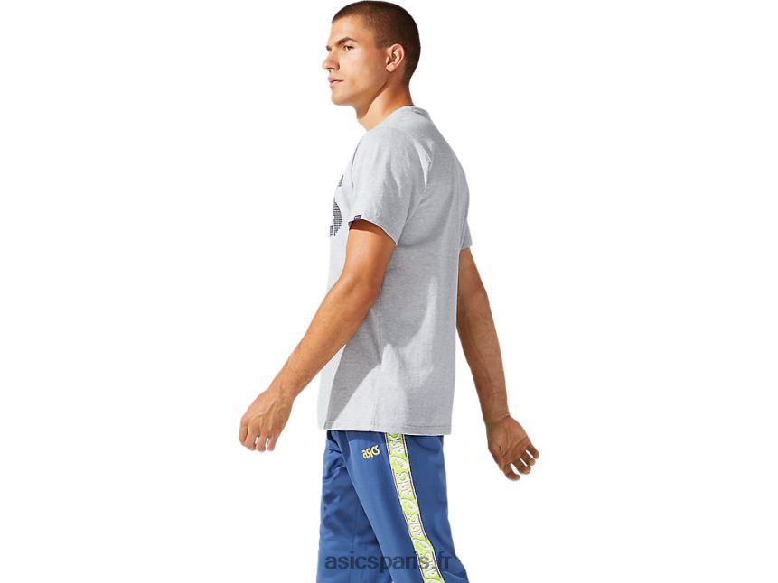 Hommes Asics t-shirt à manches courtes jersey foil bl BXL8B21897 gris piémont chiné