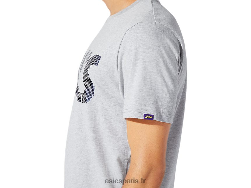 Hommes Asics t-shirt à manches courtes jersey foil bl BXL8B21897 gris piémont chiné