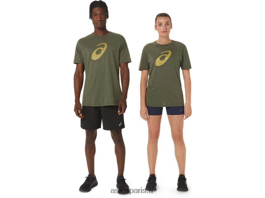 Hommes Asics t-shirt pinceau à manches courtes BXL8B21258 toile olive
