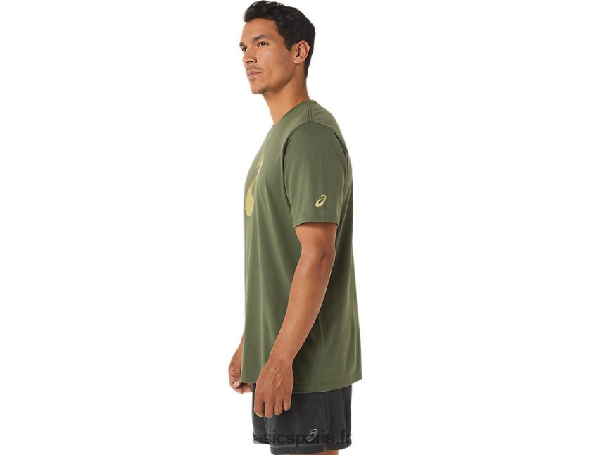 Hommes Asics t-shirt pinceau à manches courtes BXL8B21258 toile olive