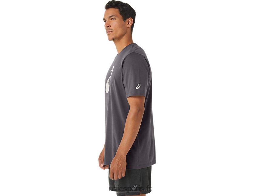 Hommes Asics t-shirt pinceau à manches courtes BXL8B2158 chiné gris foncé