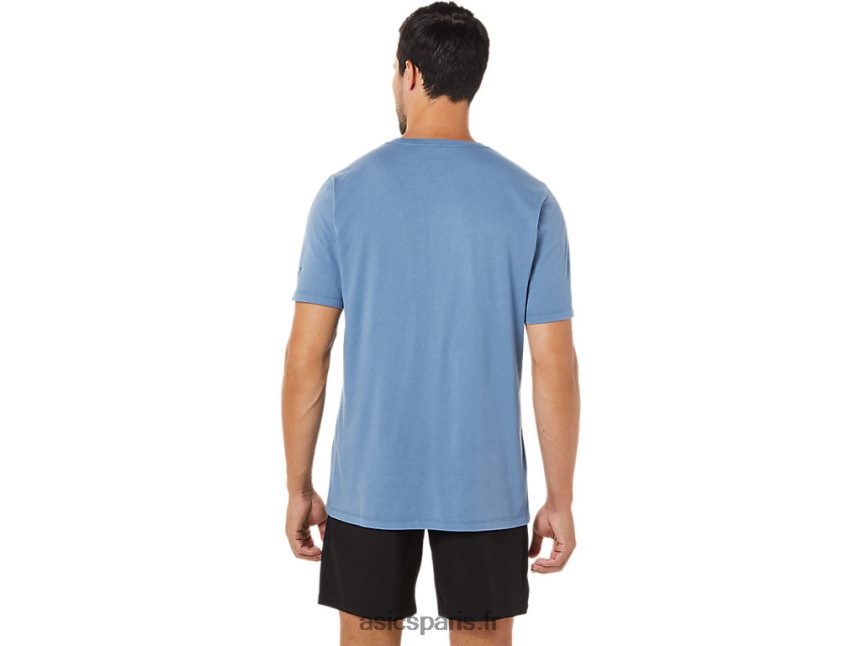 Hommes Asics t-shirt pinceau à manches courtes BXL8B21742 bleu orage