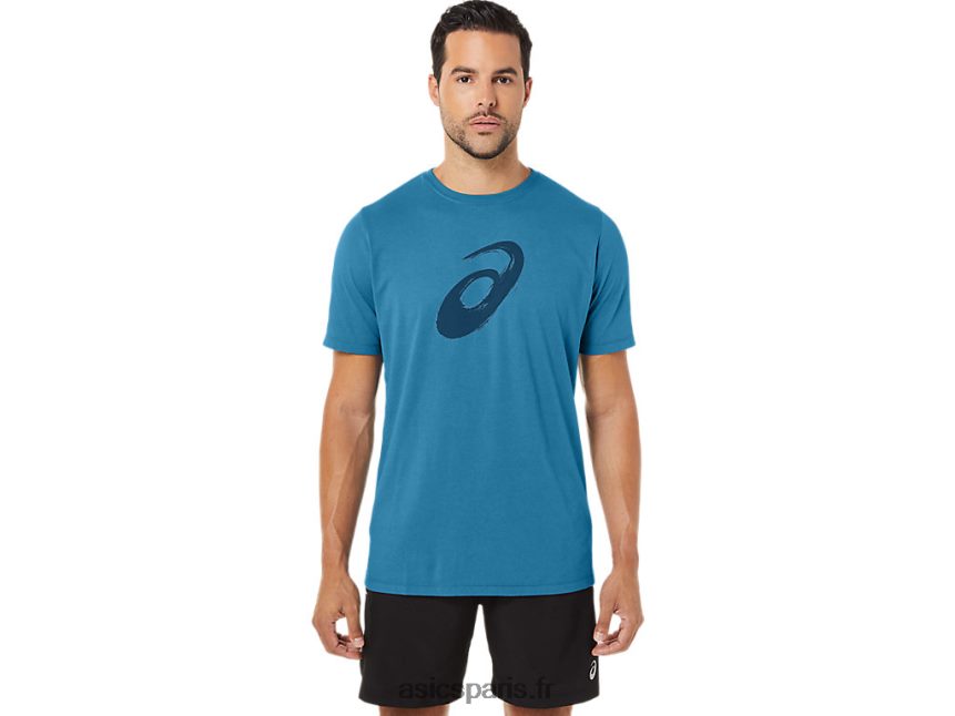 Hommes Asics t-shirt pinceau à manches courtes BXL8B272 bruyère bleue des îles