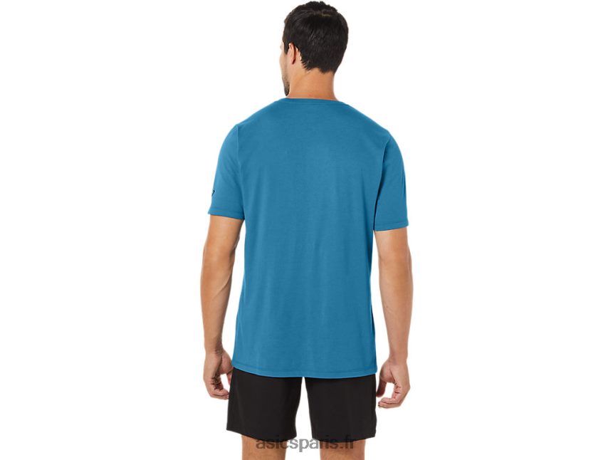 Hommes Asics t-shirt pinceau à manches courtes BXL8B272 bruyère bleue des îles