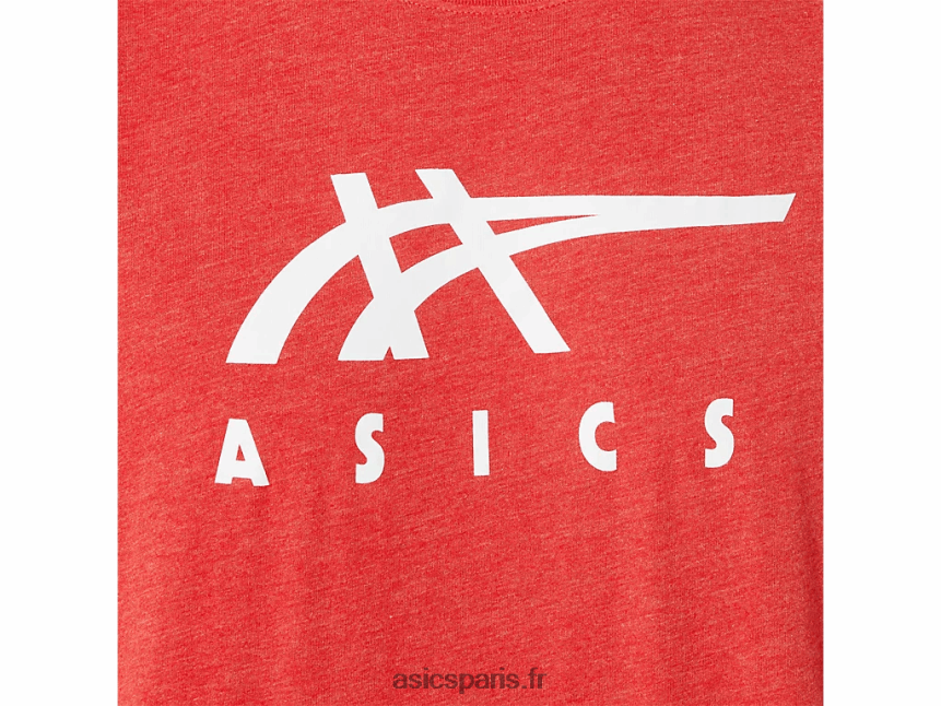 Hommes Asics t-shirt rayé à manches courtes BXL8B21255 bruyère rouge classique