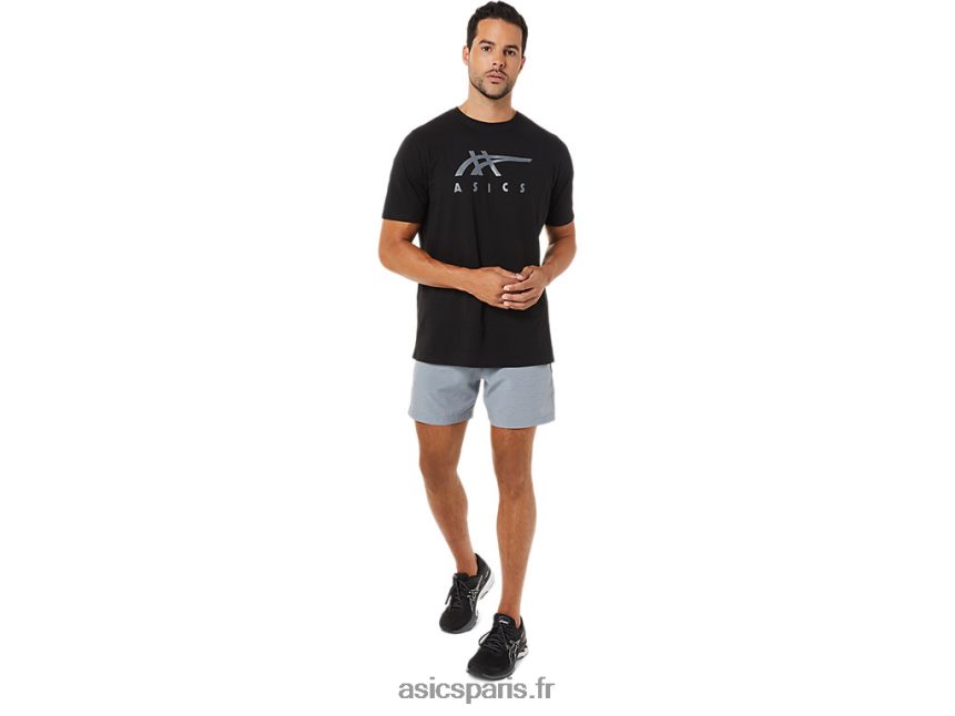 Hommes Asics t-shirt rayé à manches courtes BXL8B21716 performance noir